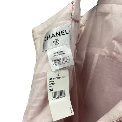 NWT Chanel 2014 Fantasy Tweed Dress Pink White Black Womens Size 34 / US 2