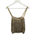 NWT Alice + Olivia Sand Gold Nicolette Allover Sequin Camisole Tank Womens XS