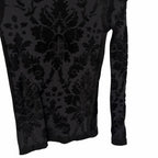 Christian Dior Black Mesh Knit Velour Jacquard Long Sleeve Fitted Top Size Small