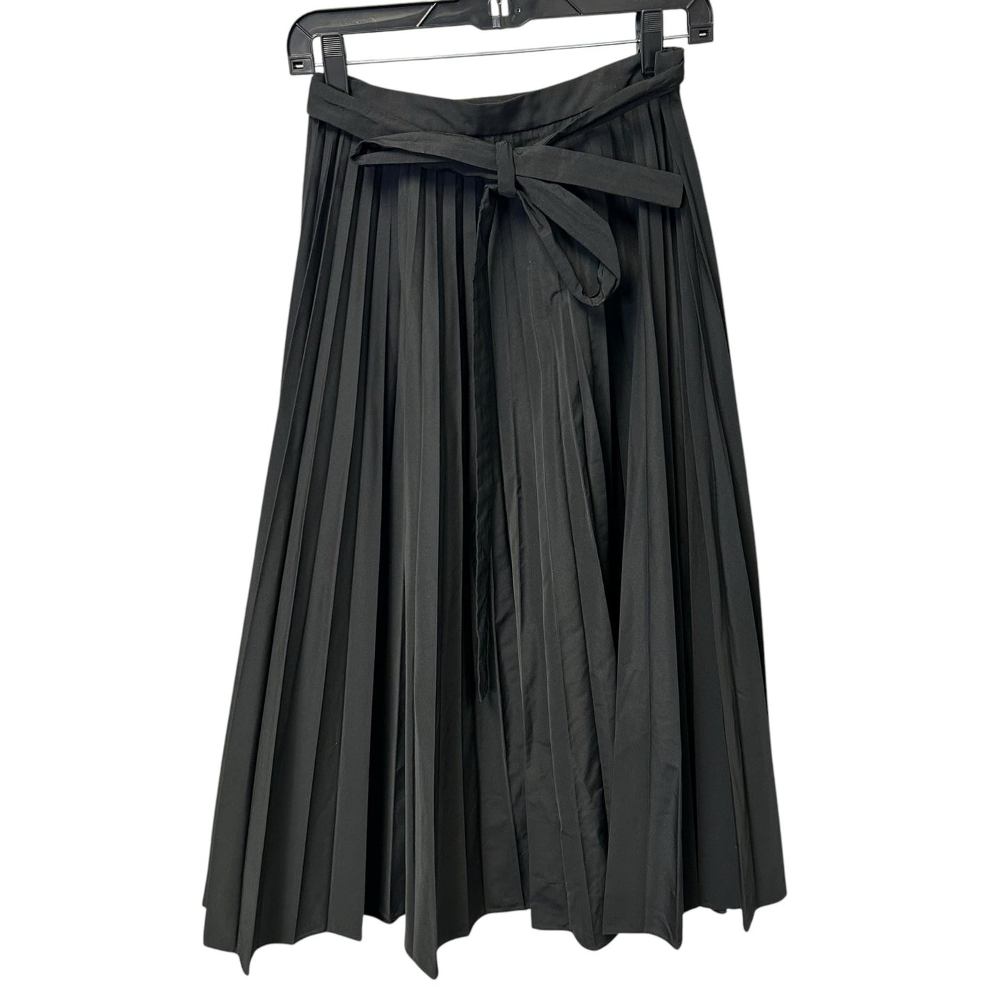 NWT Valentino Black Cotton Blend Pleated Wrap Midi Skirt Womens 40 / US 4