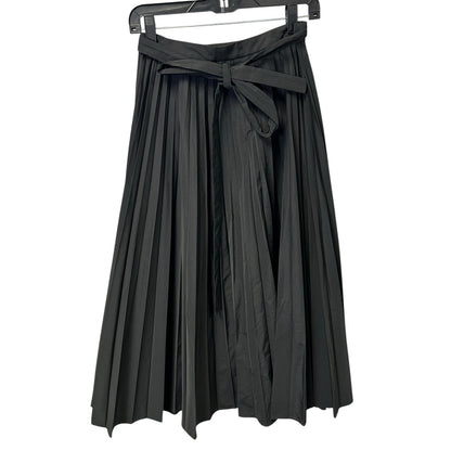 NWT Valentino Black Cotton Blend Pleated Wrap Midi Skirt Womens 40 / US 4