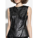 Alexander McQueen Seamed Leather Zip Up Vest Black Size 36 / US 0 Grunge Goth