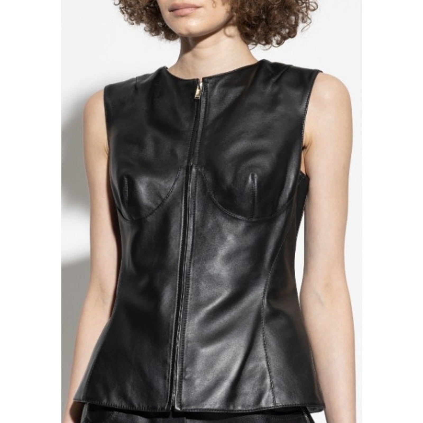 Alexander McQueen Seamed Leather Zip Up Vest Black Size 36 / US 0 Grunge Goth