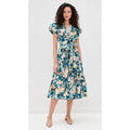Ulla Johnson Teal Peach Delphinium Floral Print Ottilie Midi Dress Womens 4