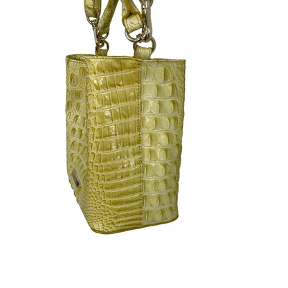 Brahmin Croc Embossed Leather Amelia Bucket Bag in Lemonade Yellow