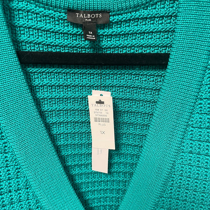 NWT Talbots Button Front Kate Cardigan in Lapis Green Knit Womens Plus Size 1X
