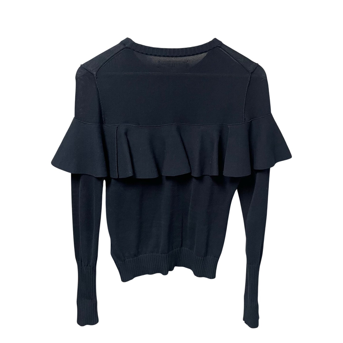 Apiece Apart Navy Ruffle Accent Knit Sweater Womens Size XS
