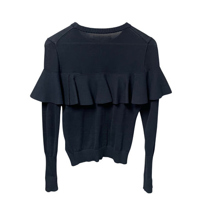 Apiece Apart Navy Ruffle Accent Knit Sweater Womens Size XS
