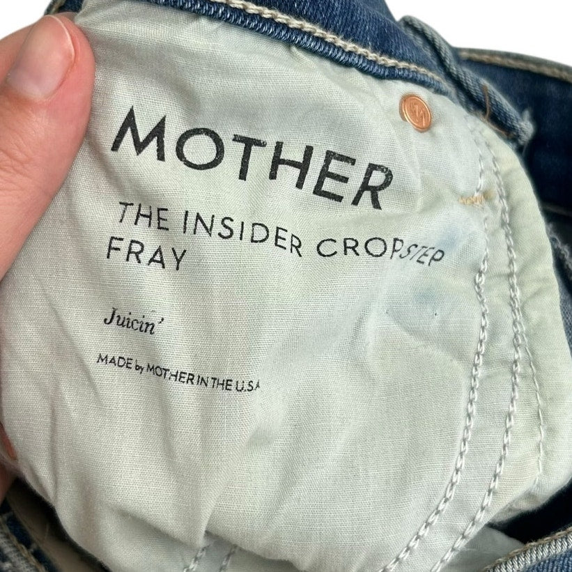 Mother Juicin’ The Insider Crop Step Fray Cotton Blend Denim Jeans Womens 23 / 0