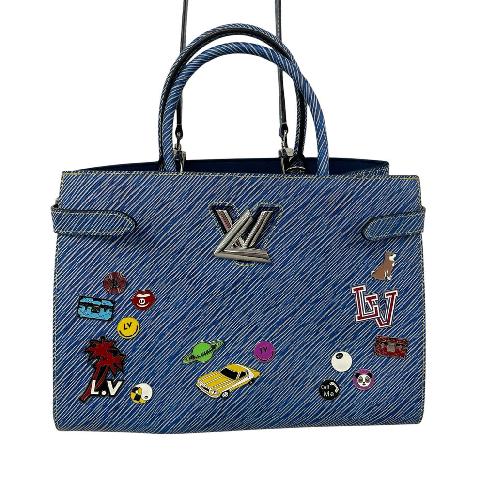 Louis Vuitton 2017 Twist Tote Limited Edition Pin Embellished Blue Epi Leather