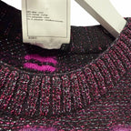 Chanel 2014 Lips Sweater Metallic Mohair Wool Purple Magenta Size 40 / US 8 RARE
