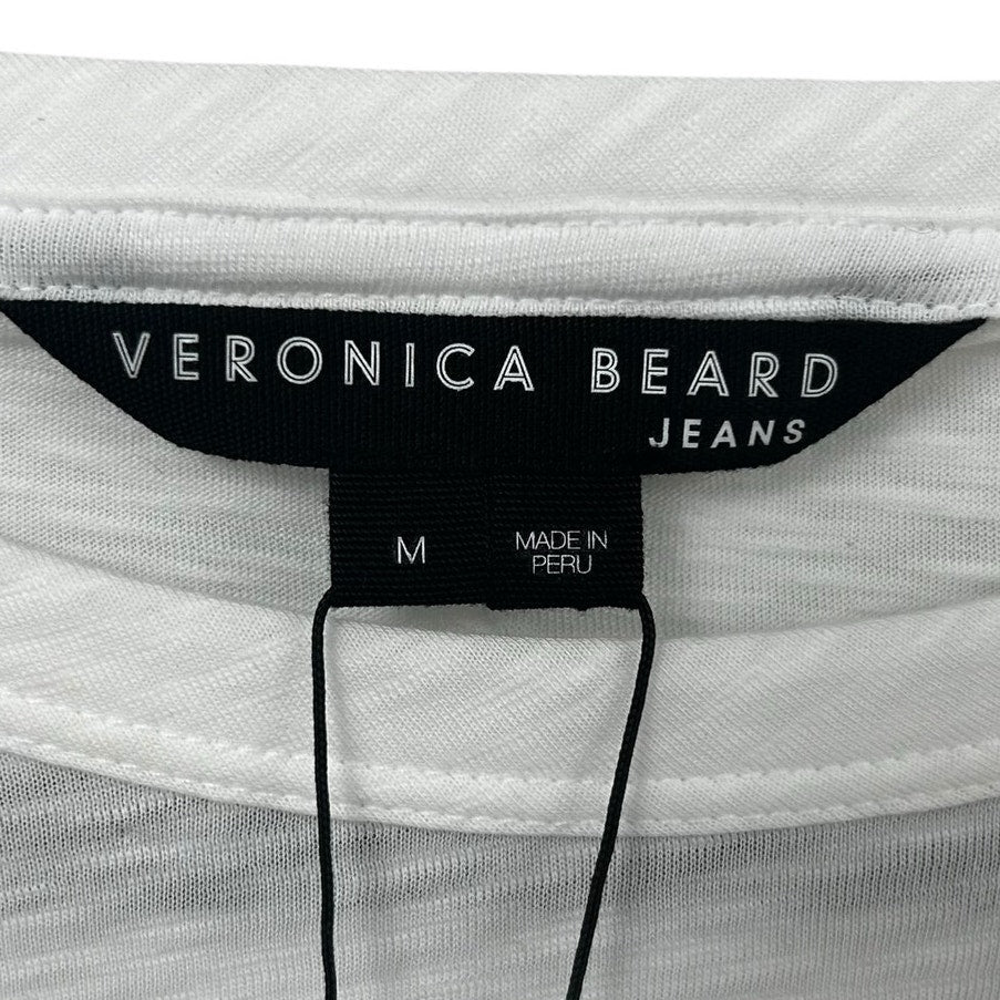 NWT Veronica Beard White Osage Ruffled Long Sleeve Jersey Top Womens Medium