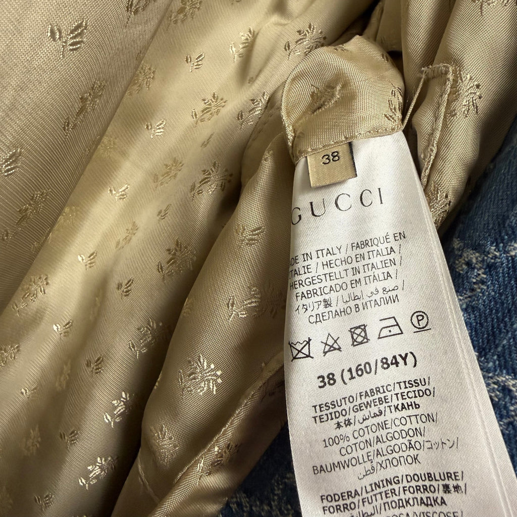 NWT Gucci Eco Washed Patchwork GG Denim Jacket Blue Womens IT 38 / US 2