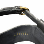 Chanel Black Leather Sandal Heel Gold CC Logo / Heel Caps Womens 39.5 / US 8.5