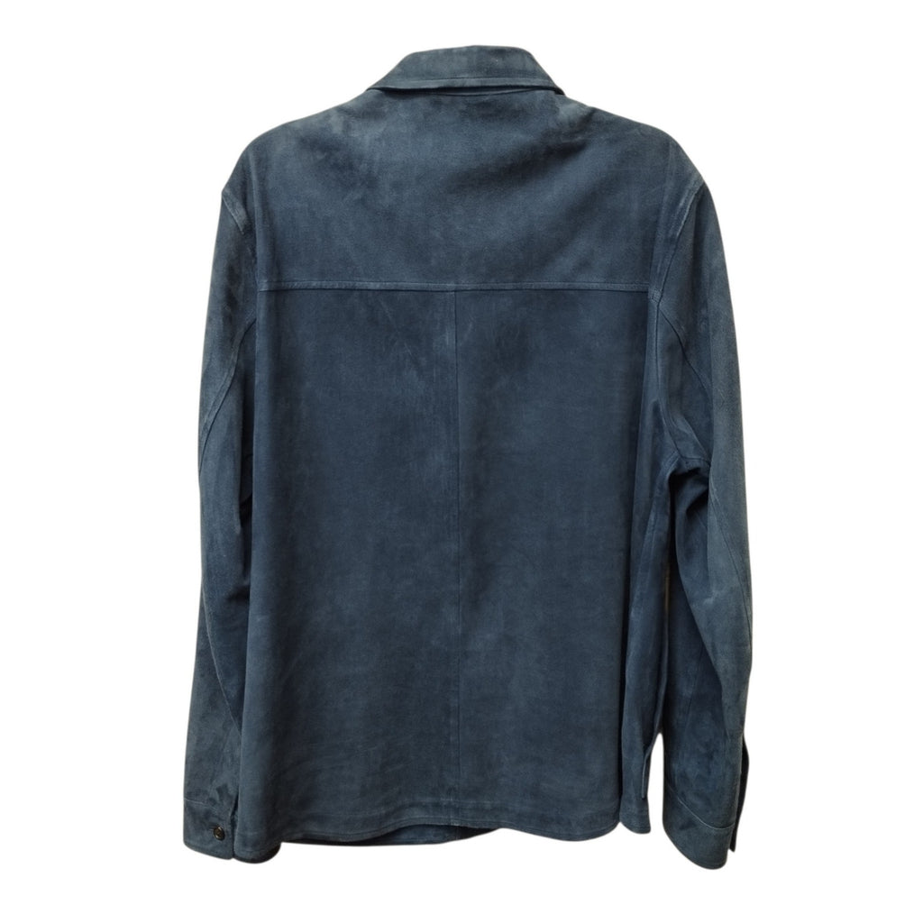 Isaia Napoli Mens Suede Leather Button Up Overshirt Jacket XL Designer Luxury