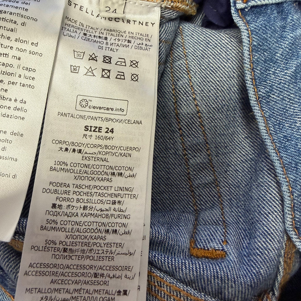 Stella McCartney Studded Snap Blue Denim Loose Bootcut Jeans Womens Size 24
