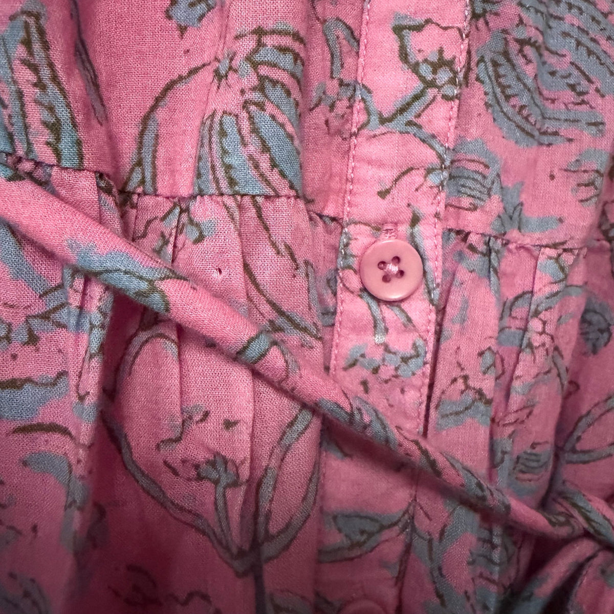 Apiece Apart Mini Mitte Dress Sunfaded Floral Pink Blue Organic Cotton Small