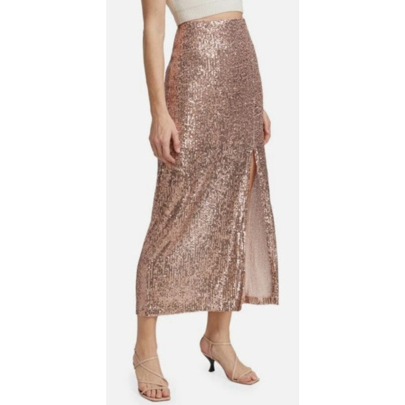 NWT Free People Ariana Sequin Maxi Skirt Pink Champagne Womens Size 12