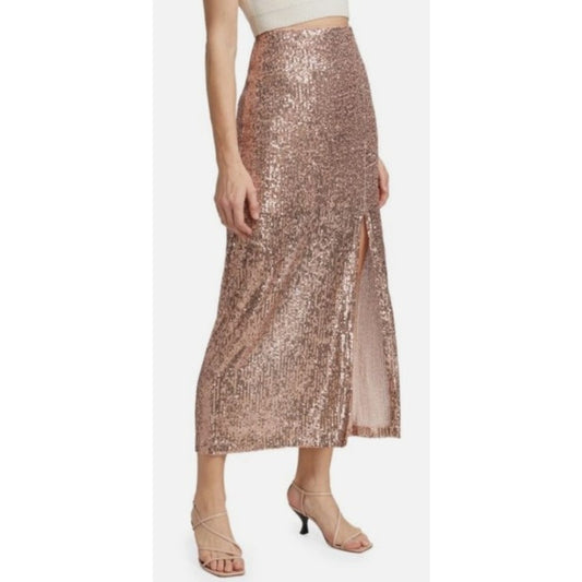 NWT Free People Ariana Sequin Maxi Skirt Pink Champagne Womens Size 12
