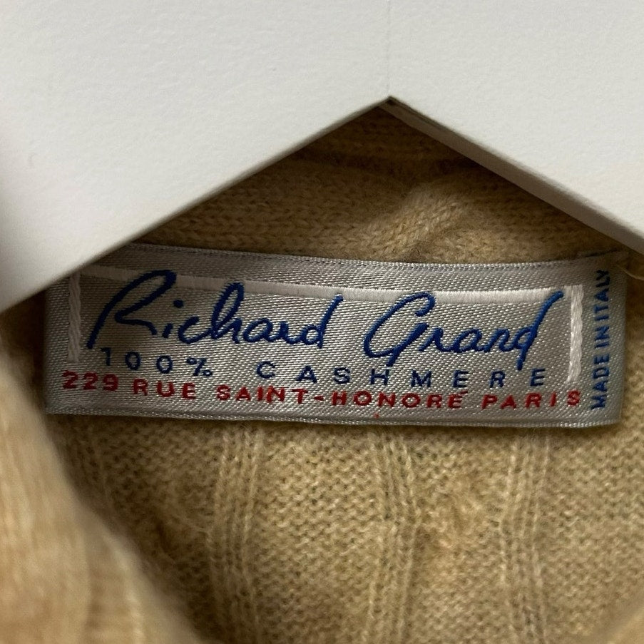NWT Richard Grand Tan 100% Cashmere Cable Knit Snap Button Shirt Womens Small