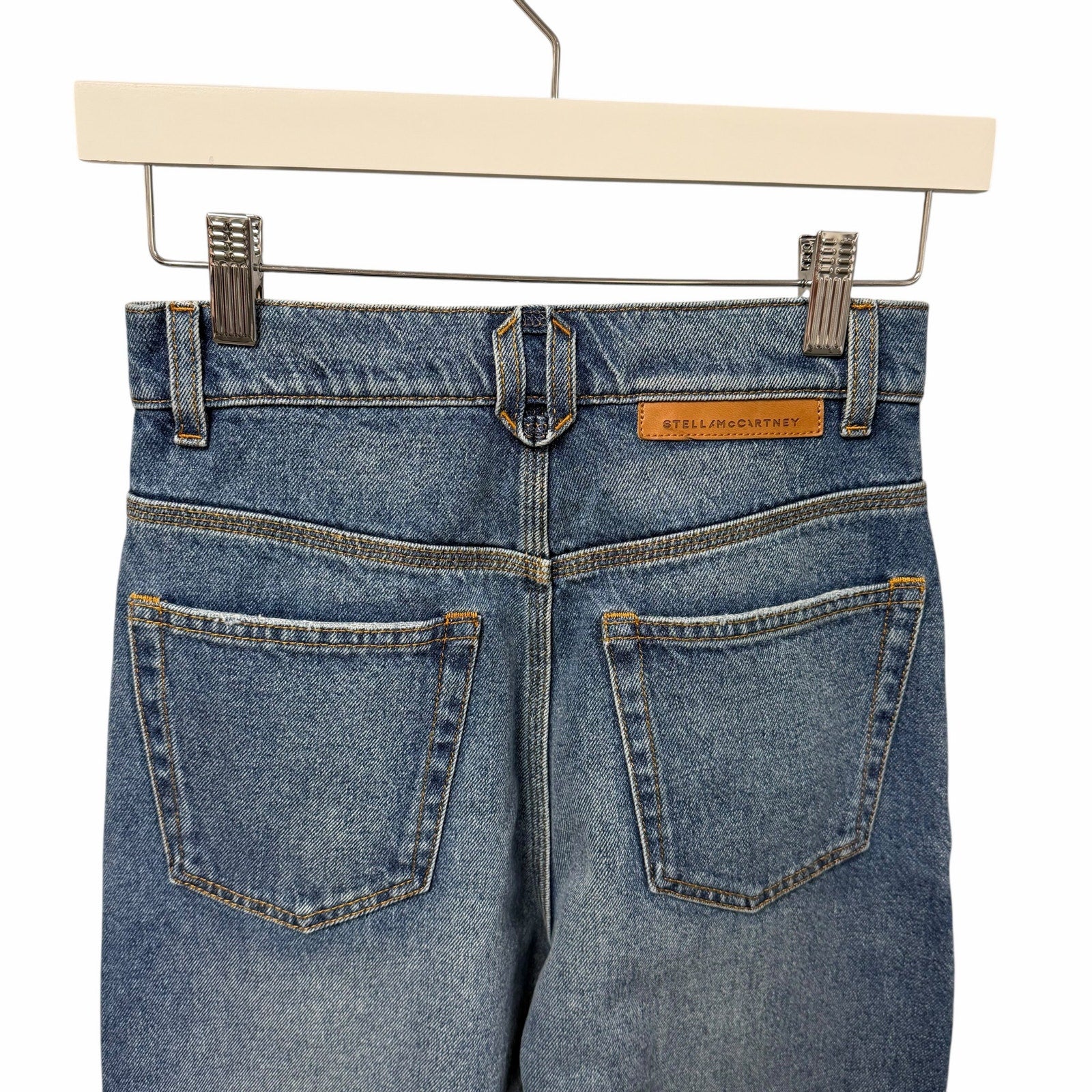 Stella McCartney Studded Snap Blue Denim Loose Bootcut Jeans Womens Size 24