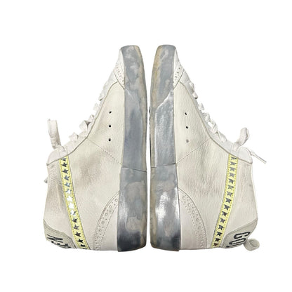 Golden Goose Mid Star Ice Blue Mixed Leather Lace Up Sneakers Womens 39 / US 9