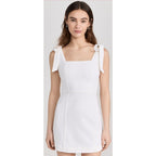 Alice + Olivia Jeans Maryann Tie Shoulder White Denim Mini Dress Womens Size 2