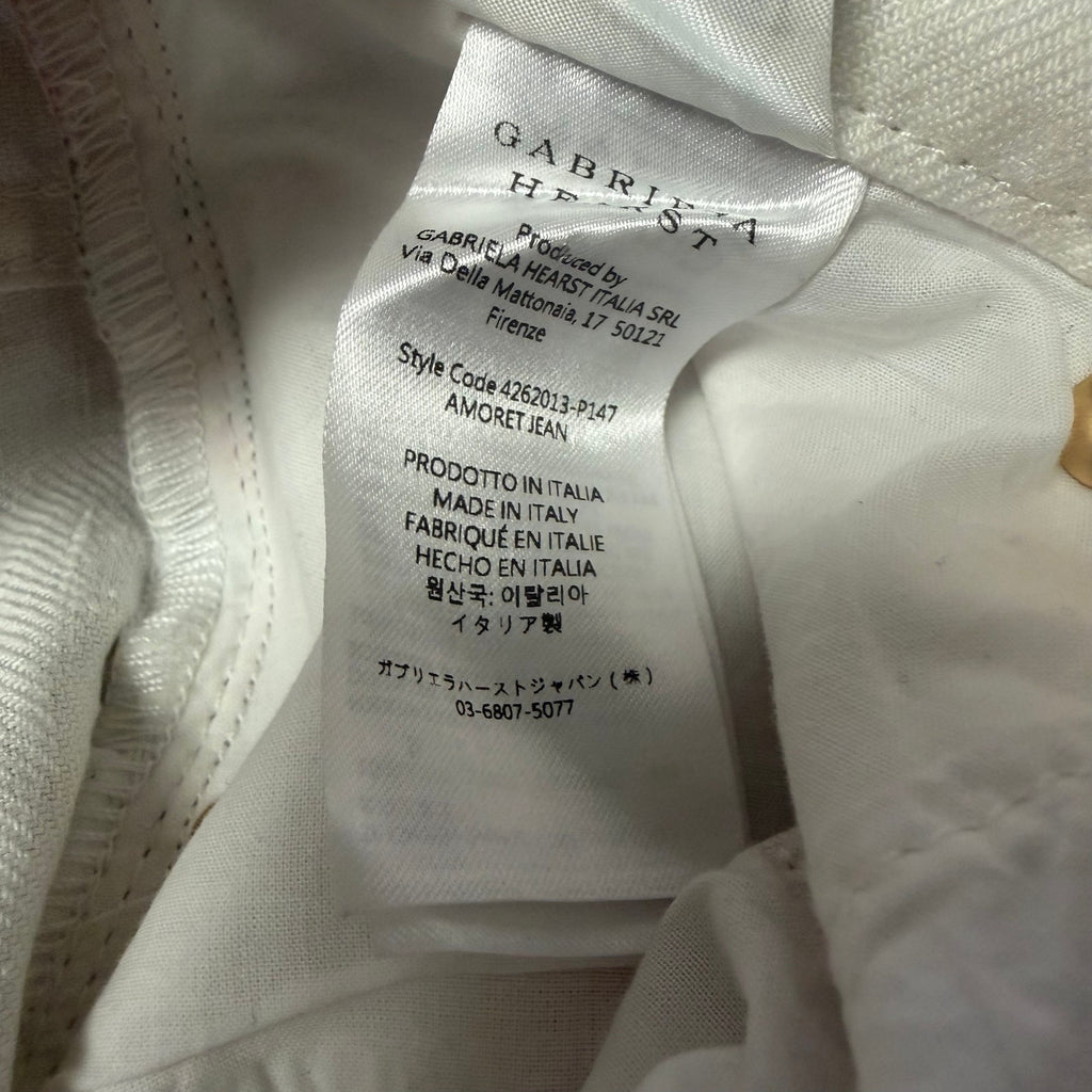 Gabriela Hearst Amoret Printed Linen Barrel-Leg Jeans Multi White Floral Size 24