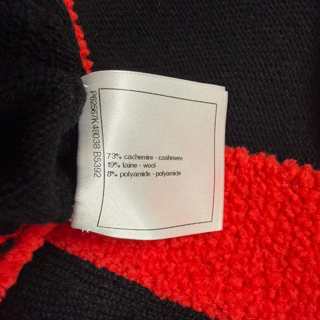 Chanel 2019 Cashmere Wool Button Up Cardigan Black Red Lion Buttons FR 36 / US 4