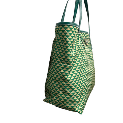 Prada Tessuto Triangulum Nylon Tote Bag Green Off White Triangle Print