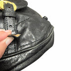 Alexander McQueen Black Leather Front Flap Messenger Handbag Gold Toned Hardware