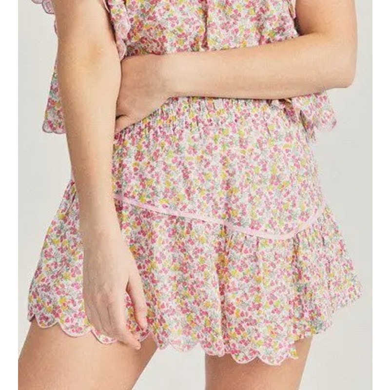 LoveShackFancy Memphis Mini Skirt Dainty Floral Print Pure Cotton Womens Small