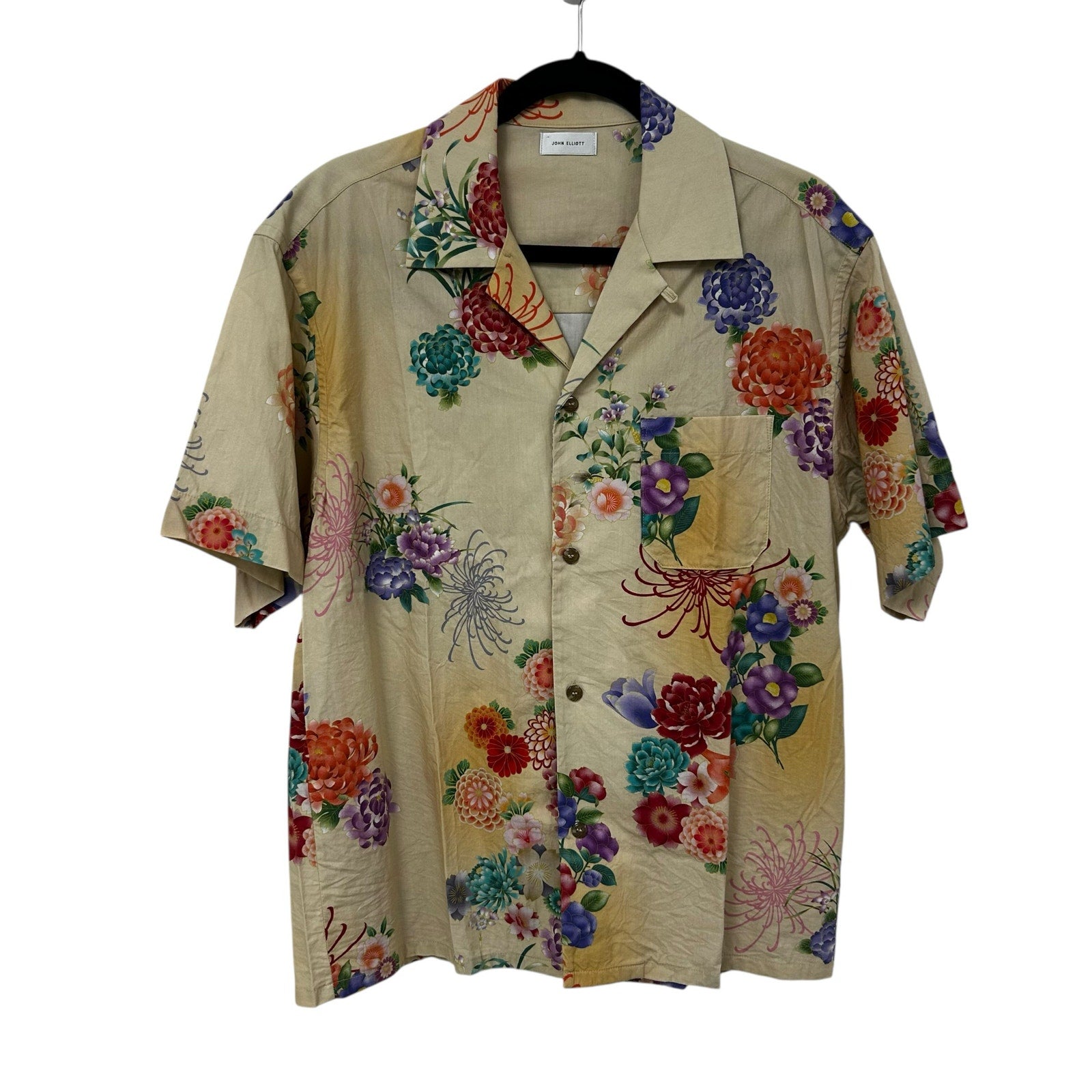 John Elliott Floral Print Camp Short Sleeve Button Down Shirt Mens 1 / US Small