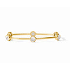 Julie Vos 24K Gold Plated Hammered Mother of Pearl Milano Bangle Bracelet