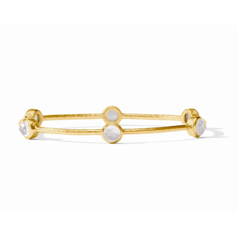 Julie Vos 24K Gold Plated Hammered Mother of Pearl Milano Bangle Bracelet