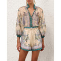NWT Zimmermann Cream Scarf Floral Indra Billow Cotton Silk Blouse Womens US 4