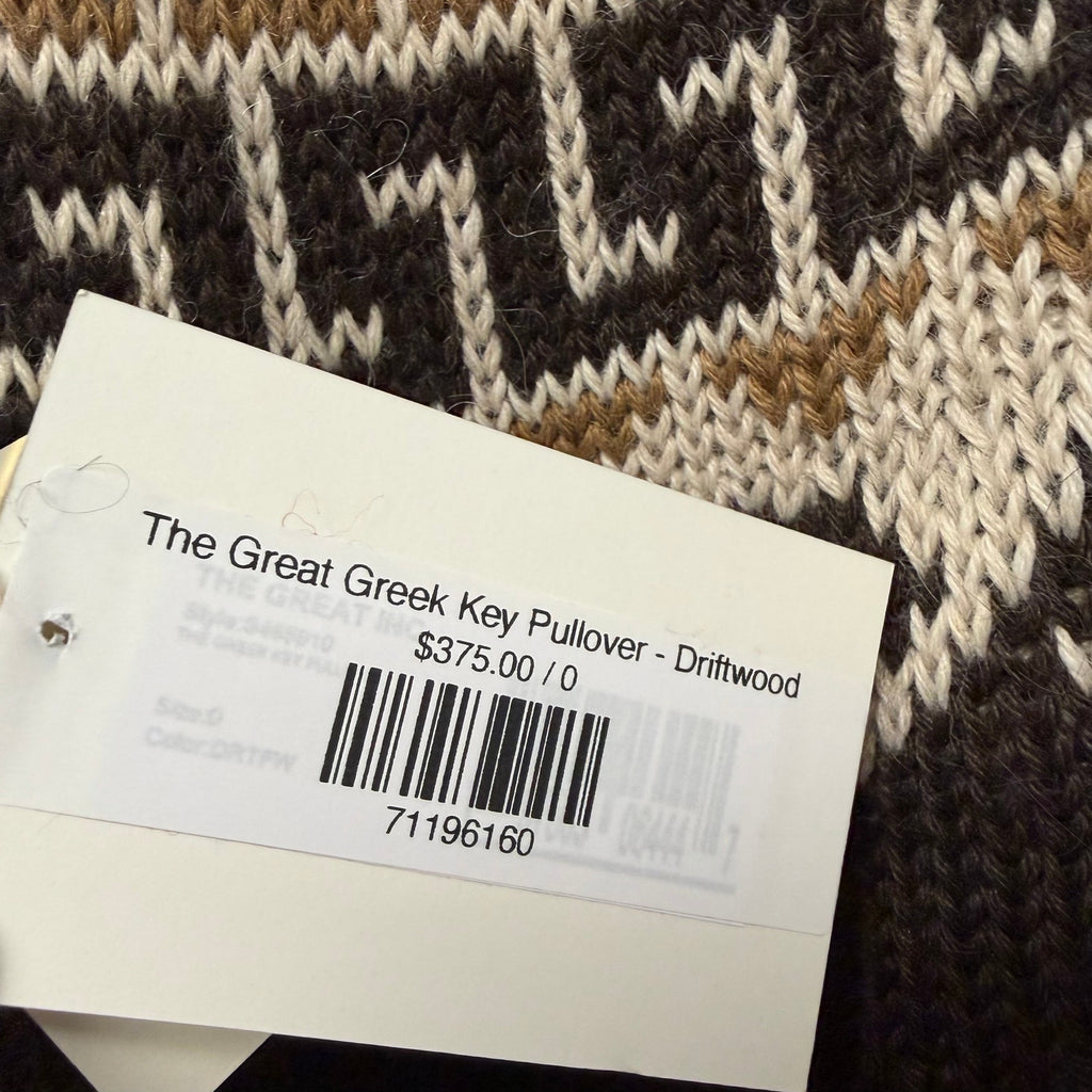 NWT The Great Greek Key Pullover Sweater Driftwood Neutral Intarsia 0 / US XS