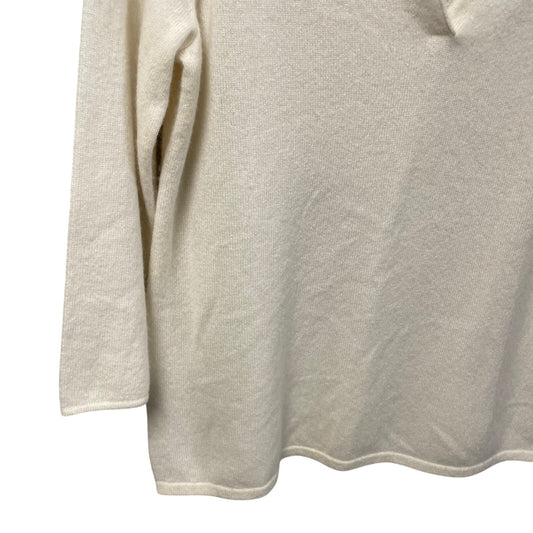 J. McLaughlin Pure Cashmere 3/4 Sleeve V Neck Sweater Cream Womens Small