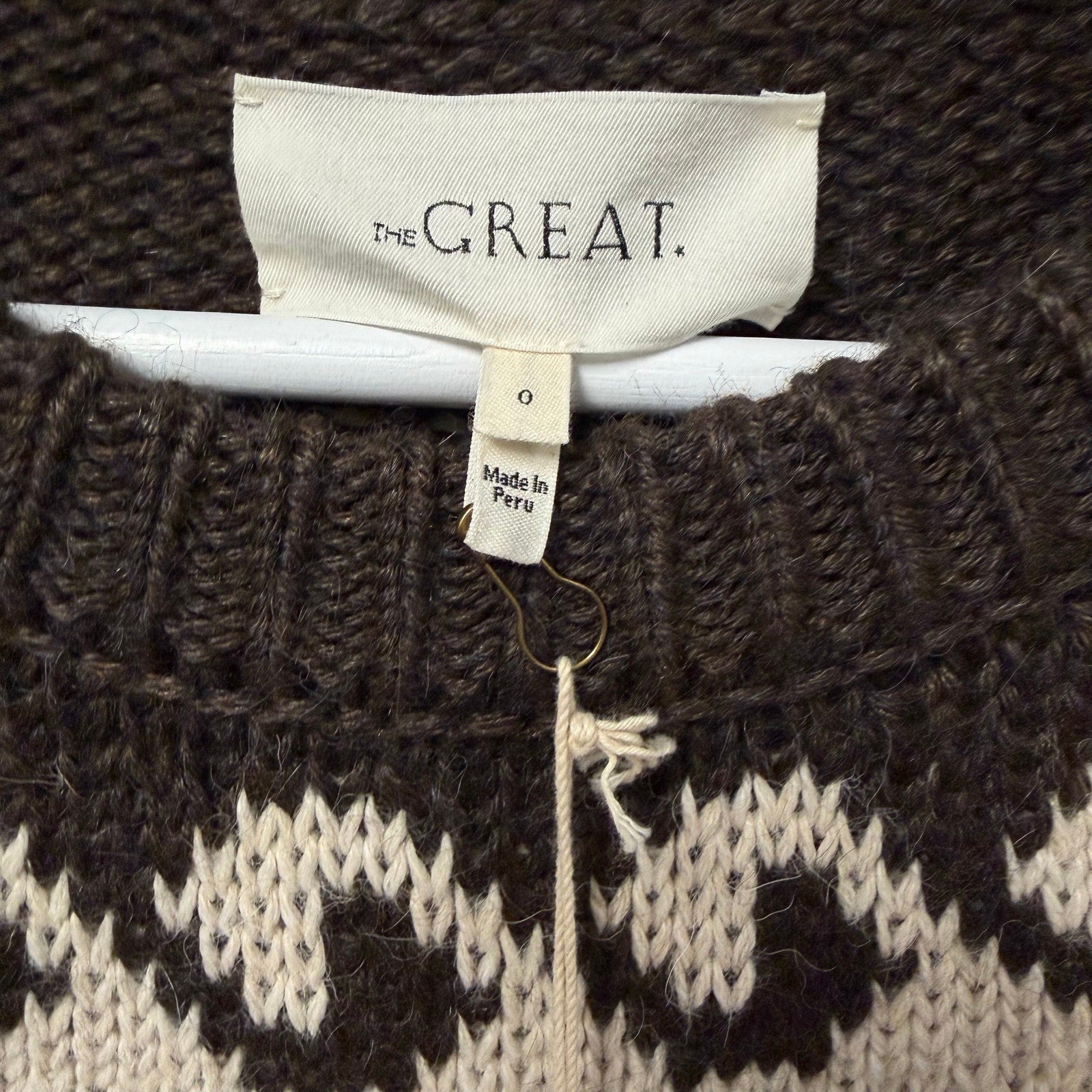 NWT The Great Greek Key Pullover Sweater Driftwood Neutral Intarsia 0 / US XS