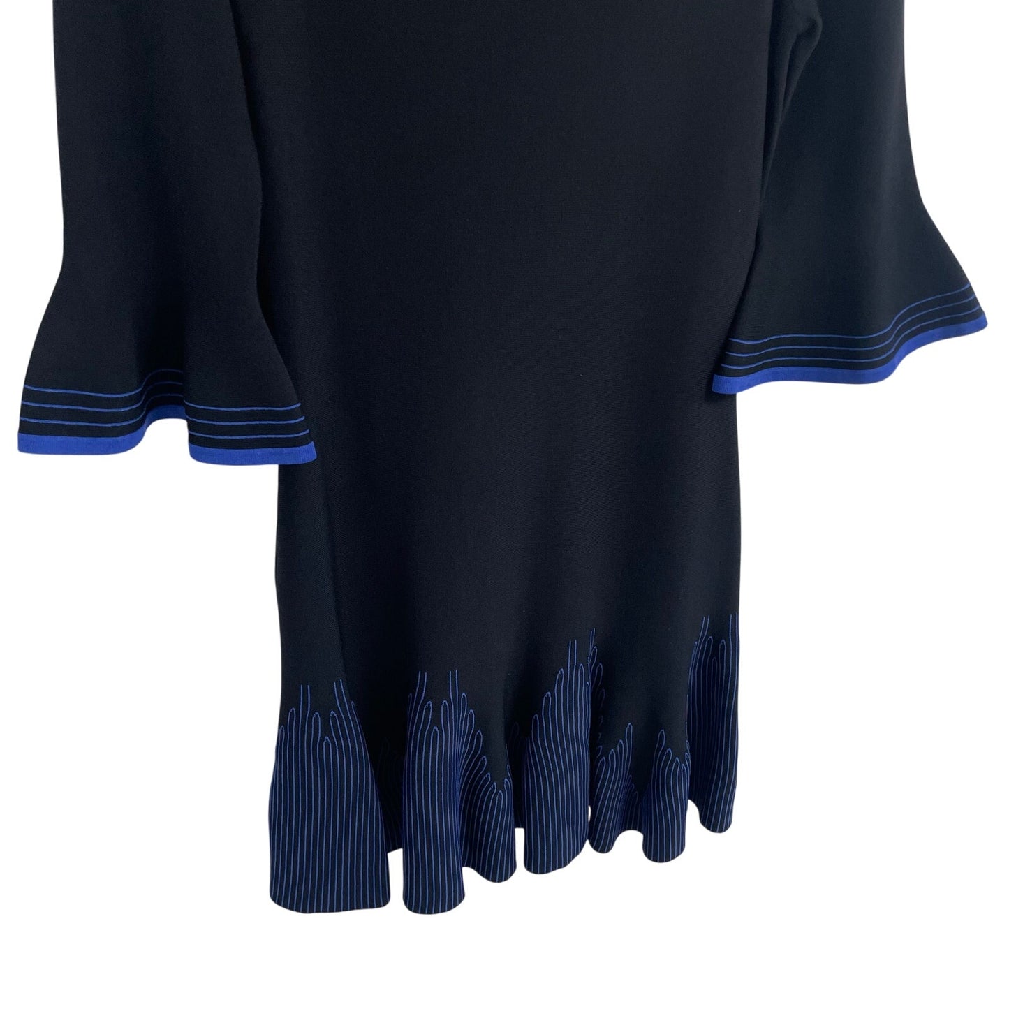 Shoshanna Bell Sleeve Black Blue Knit Pratt Sweater Dress Womens Size Small