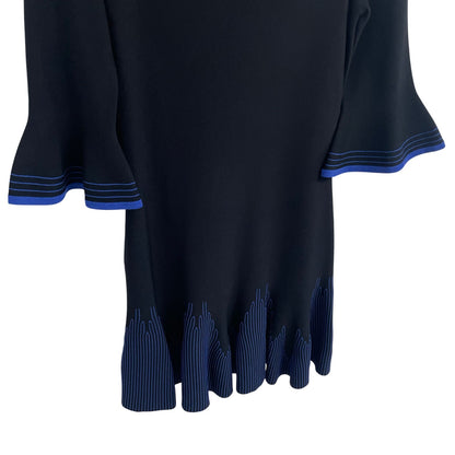 Shoshanna Bell Sleeve Black Blue Knit Pratt Sweater Dress Womens Size Small