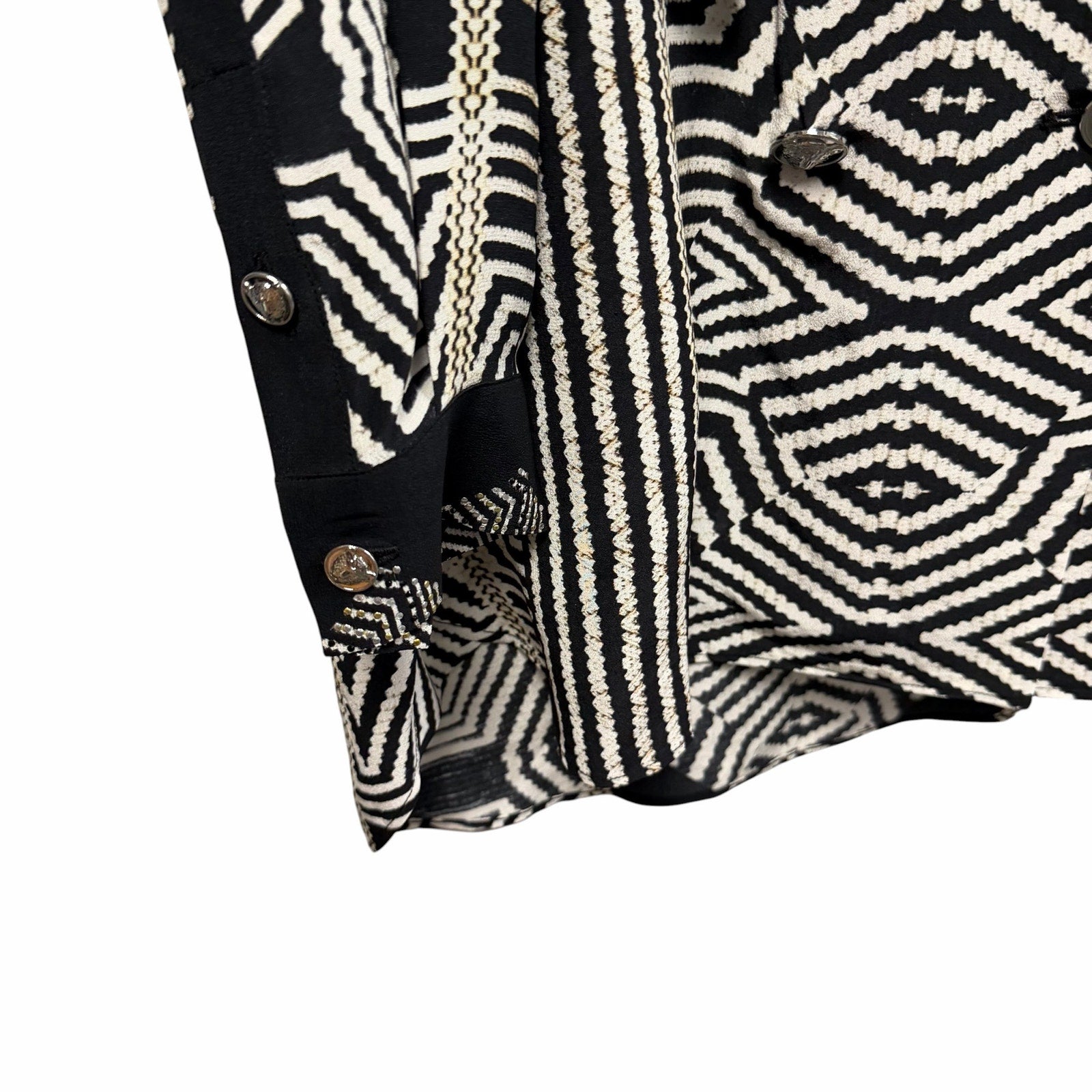 NWT Camilla Pure Silk Double Breasted Soft Jacket Black White Zebra Print Small