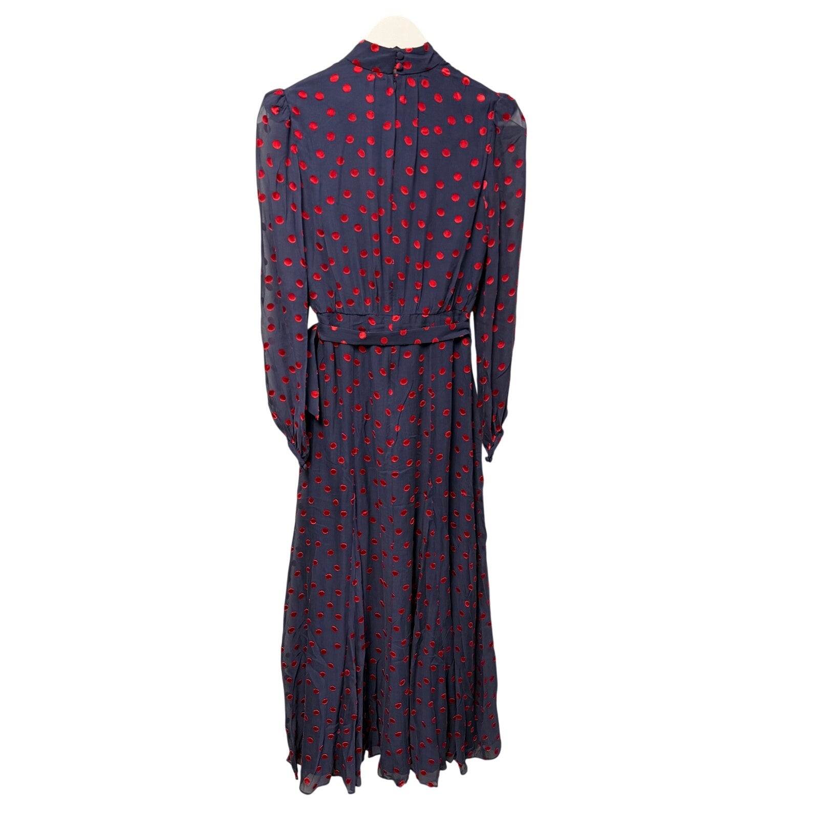 NWT Saloni Jacqui B Dress Navy Bright Rouge Polka Dot Womens Size 2