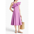 Veronica Beard Purple Beilla Ruffled Cotton Blend Poplin Midi Dress Womens 2