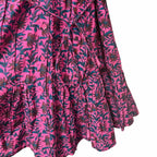 Apiece Apart Palm Floral Mini Mitte Dress Fuchsia Multi Puff Sleeves Size Small