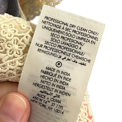 NWT Alice + Olivia Storm Floral Print Keeley Short Sleeve Blouse Womens Small