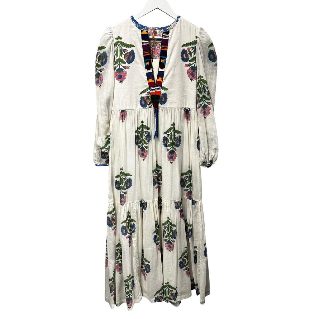 NWT Alix of Bohemia White Multi Paradise Oahu Print Maxi Dress Womens XS Boho