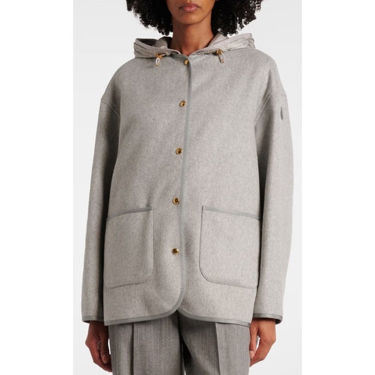 NWT Moncler Wool Cashmere Down Jacket / Vest Set Light Grey Womens 00 / US XXS