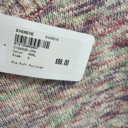 NWT Evereve Mia Puff Pullover Marl Multi Pink Purple Knit Sweater Womens Small