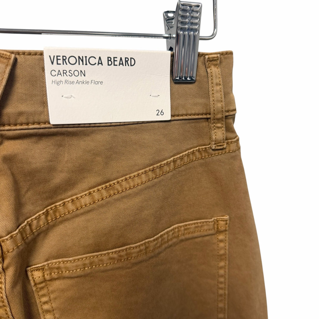 NWT Veronica Beard Jeans Carson High Rise Ankle Flare Pant Acorn Tan Womens 26